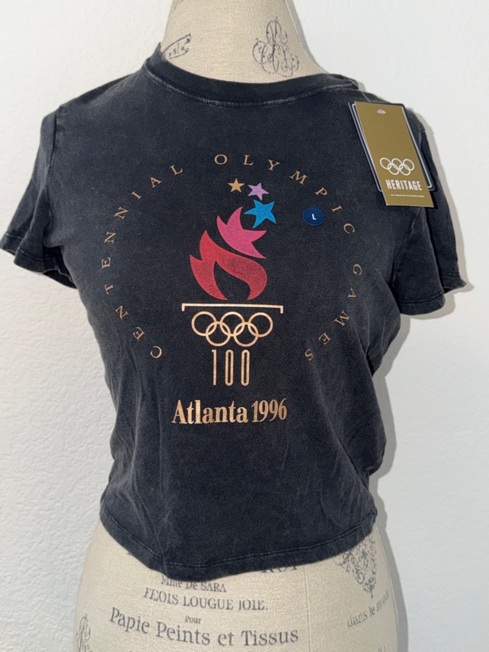 Heritage Hollister Black/Gray Atlanta 1996 Centennial Crop Top